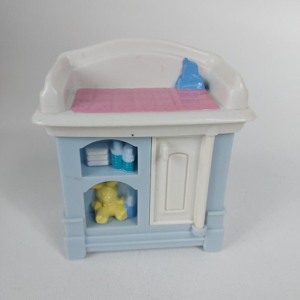 Fisher-Price Loving Family Dollhouse Baby Changing Table for Nursery Blue 1999